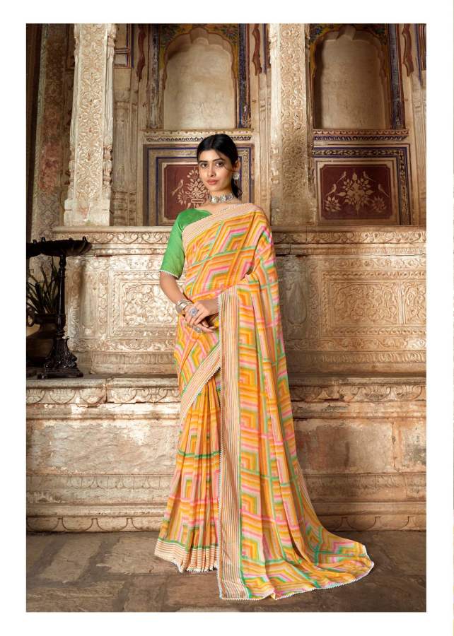 Lt Aabhushan Daily Wear Wholesale Printed Georgette Sarees Catalog
